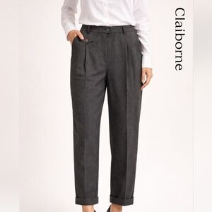 Liz Claiborne Classics Vintage 100% Pure Wool Pleated Career Slacks Charcoal 12
